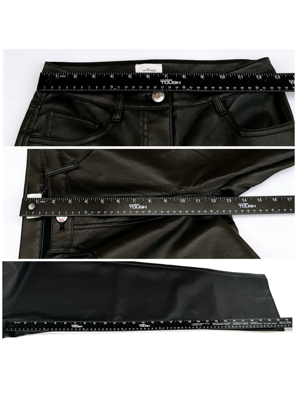 NWT Aritzia Wilfred Faux Leather Pants Melina High Waist Black Minimalist Size 2 - Picture 8 of 11